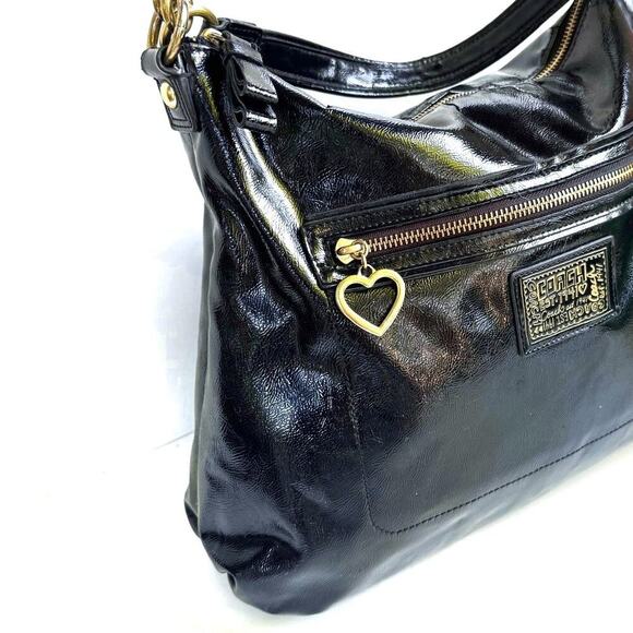 Coach Daisy Liquid Gloss Hobo Bag | Black Patent Leather Gold Hardware | Y2K EUC - Picture 6 of 16